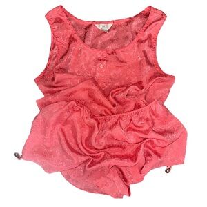 Vintage Satin Pink Coral Nighty Set